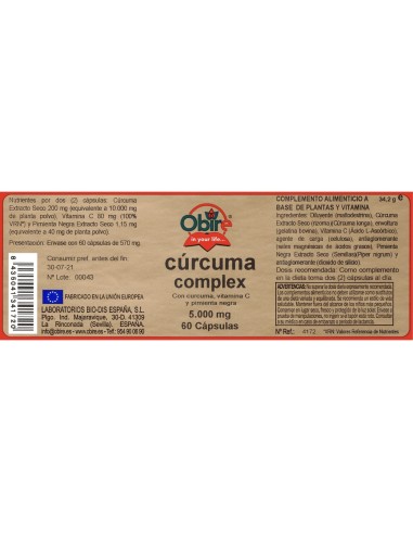 TURMERIC COMPLEX - NATURE ESSENTIAL - 5000 MG - 60 CÁPSULAS