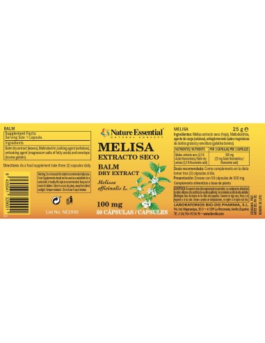 MELISA - NATURE ESSENTIAL - 100 MG - 50 CÁPSULAS