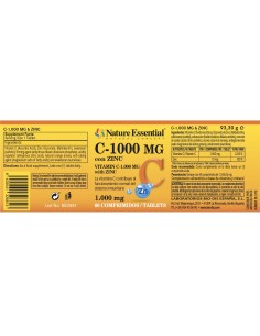 VITAMINA C 1000 MG + ZINC 10 MG - NATURE ESSENTIAL - 60 COMPRIMIDOS 2