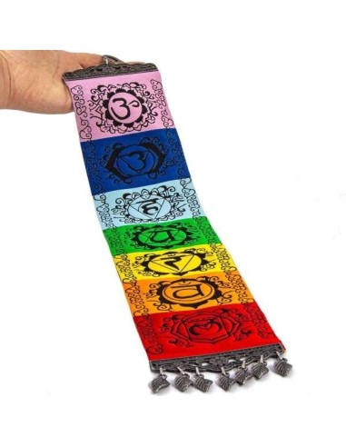 ALFOMBRA DE LOS 7 CHAKRAS - ADORNO DE PARED TEJIDO SIETE CHAKRA - 60x10 CM