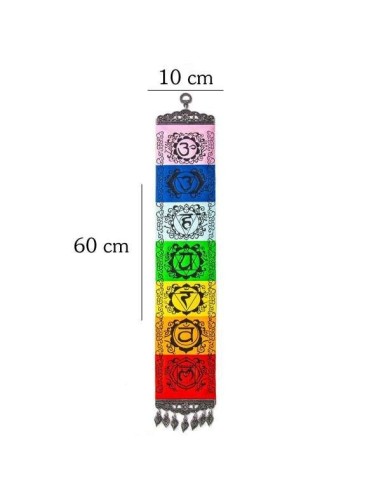 ALFOMBRA DE LOS 7 CHAKRAS - ADORNO DE PARED TEJIDO SIETE CHAKRA - 60x10 CM
