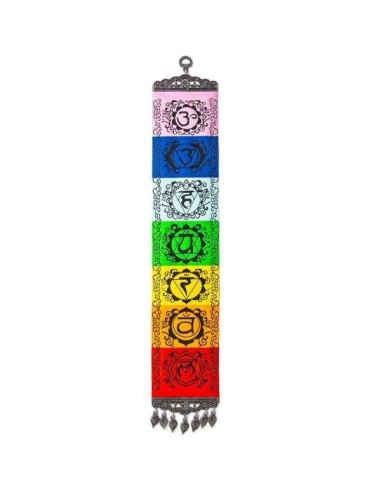 ALFOMBRA DE LOS 7 CHAKRAS - ADORNO DE PARED TEJIDO SIETE CHAKRA - 60x10 CM