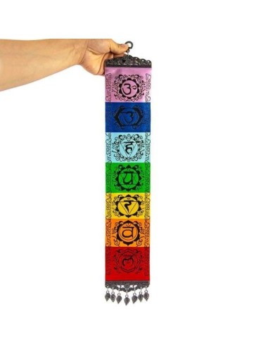 ALFOMBRA DE LOS 7 CHAKRAS - ADORNO DE PARED TEJIDO SIETE CHAKRA - 60x10 CM