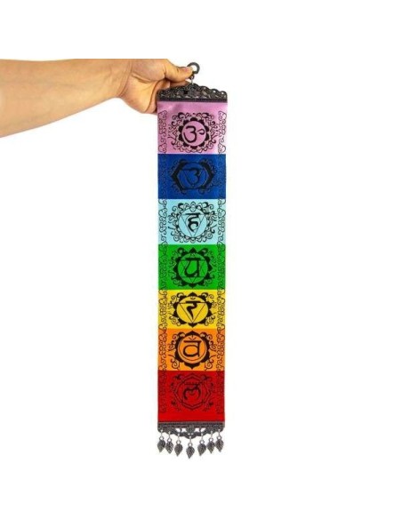 ALFOMBRA DE LOS 7 CHAKRAS - ADORNO DE PARED TEJIDO SIETE CHAKRA - 60x10 CM