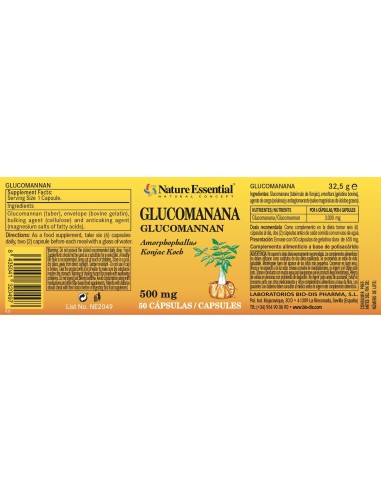 GLUCOMANANO - NATURE ESSENTIAL - 500 MG - 50 CÁPSULAS
