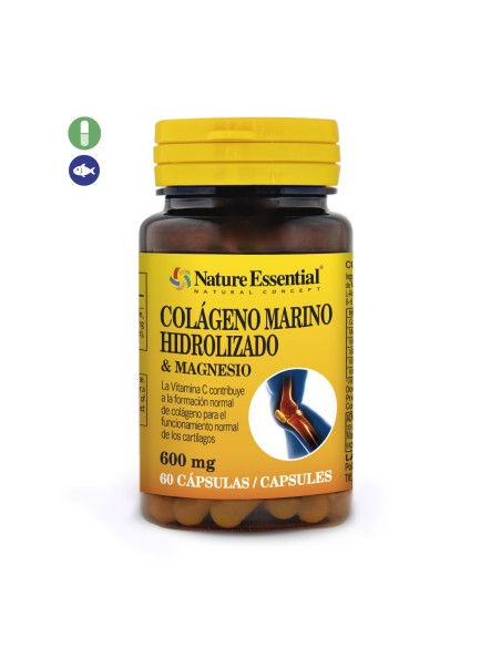 COLÁGENO MARINHO + MAGNÉSIO - NATURE ESSENTIAL - 600 MG - 60 CÁPSULAS