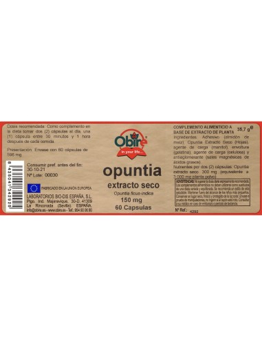 OPUNTIA - OBIRE - 500 MG - 60 CÁPSULAS