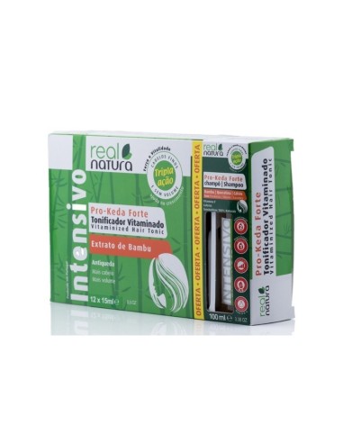 PRO-KEDA FORTE TÓNICO VITAMINICO - REAL NATURA - 12 x 15ML + 1 CHAMPÚ 100ML