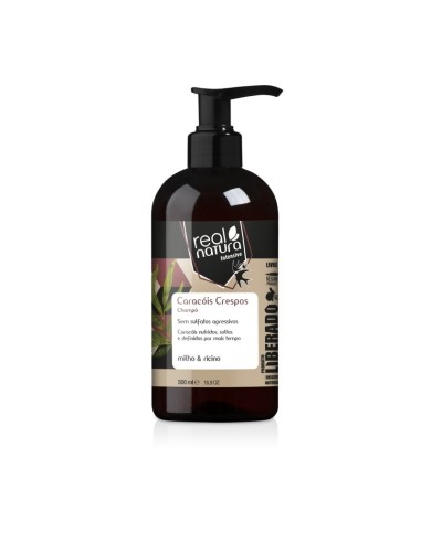 CHAMPÚ DE CARACOLES RIZADOS LIBERADOS - MAÍZ Y RICINO - REAL NATURA - 500 ML