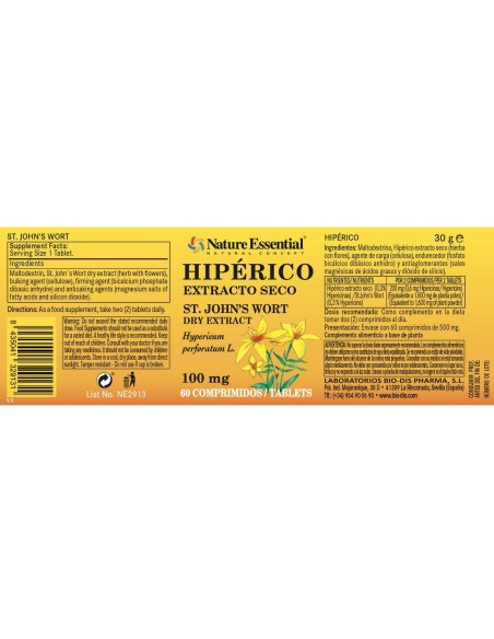 HIPERATIVO - NATURE ESSENTIAL - 100 MG - 60 COMPRIMIDOS