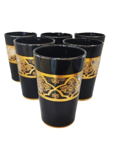 Jogo 12 Vasels de chá árabes - preto com ouro - ótima qualidade