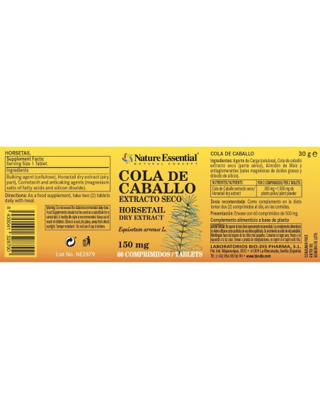 COLA DE CABALLO - NATURE ESSENTIAL - 150 MG - 60 COMPRIMIDOS