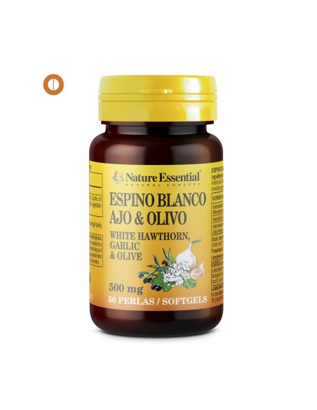 ESPINHO BRANCO + ALHO + AZEITE - NATURE ESSENTIAL - 500 MG - 50 PÉROLAS