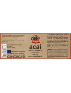 ACAI (EXTRACTO SECO) - OBIRE - 250 MG - 100 COMPRIMIDOS 2