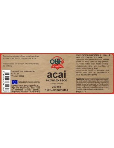 ACAI (EXTRACTO SECO) - OBIRE - 250 MG - 100...