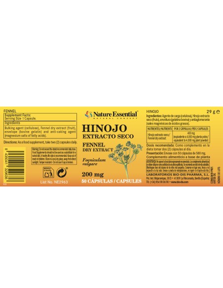 HINOJO - NATURE ESSENTIAL - 200 MG - 50 CÁPSULAS