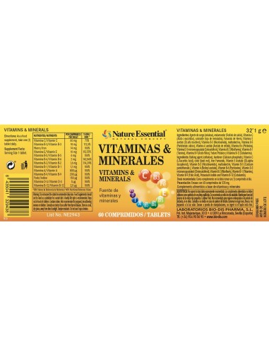 VITAMINAS E MINERALES - NATURE ESSENTIAL - 60...