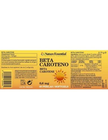 BETA CAROTENO - NATURE ESSENTIAL - 6.6 MG - 50...