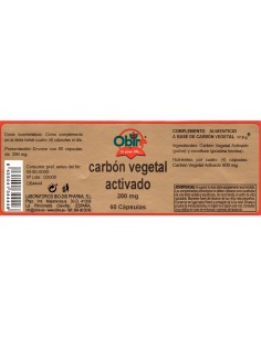 CARBÓN VEGETAL ACTIVADO - OBIRE - 200 MG - 60 CÁPSULAS 2