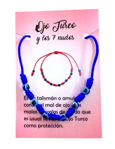 PULSERA AZUL DE LOS 7 NUDOS CON OJO TURCO