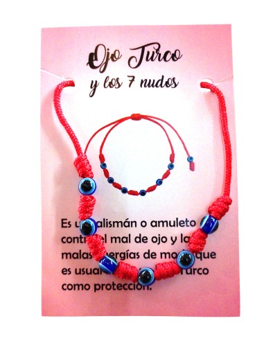 PULSERA ROJA DE LOS 7 NUDOS CON OJO TURCO