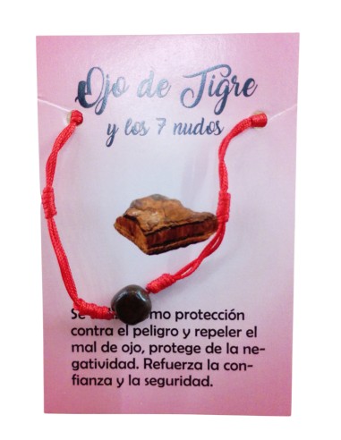 PULSERA ROJA DE LOS 7 NUDOS CON OJO DE TIGRE