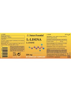 L-LISINA - NATURE ESSENTIAL - 350 MG - 50 CÁPSULAS 2