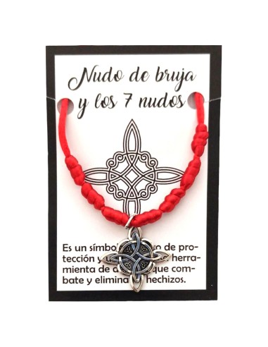 PULSEIRA VERMELHA DE 7 NÓS COM NÓ DE BRUXA
