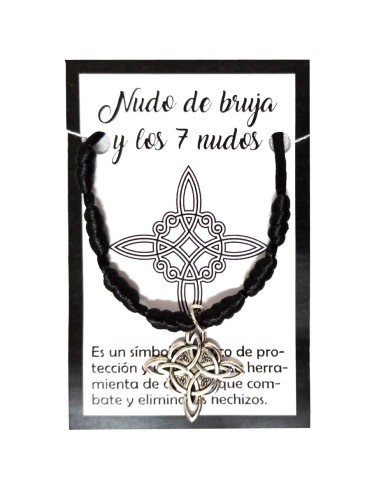 PULSEIRA PRETA DE 7 NÓS COM NÓ DE BRUXA