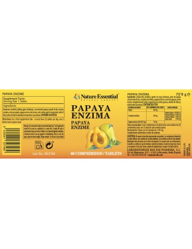 PAPAYA ENZIMA PAPAÍNA - NATURE ESSENTIAL -...