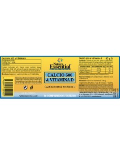CALCIO 500 - VITAMINA D - NATURE ESSENTIAL - 50 COMPRIMIDOS 2
