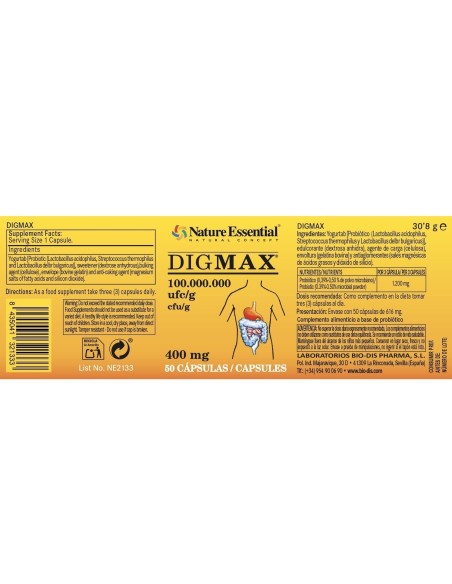 DIG MAX - NATURE ESSENTIAL - 400 MG - 50 CÁPSULAS