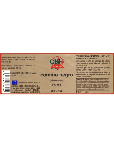 COMINO NEGRO - OBIRE - 500 MG - 60 PERLAS