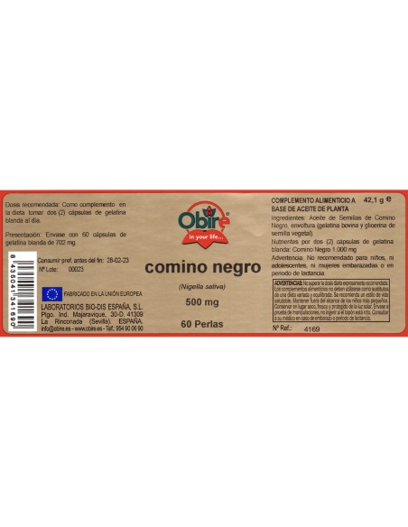COMINHOS PRETOS - OBIRE - 500 MG - 60 PÉROLAS