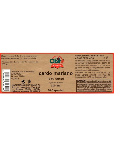 CARDO MARIANO (EXTRACTO SECO) - OBIRE - 200 MG...