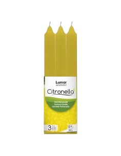 PACK 3 VELAS PERFUMADAS DE CITRONELA - 20CM - VELAS LUMAR