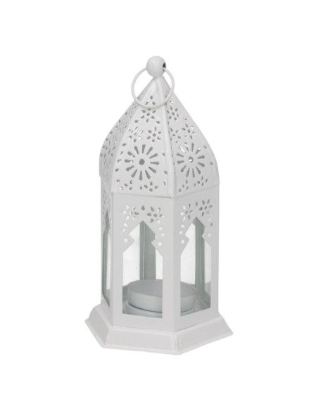 LANTERNA ÁRABE BRANCA - CASTIÇAL ÁRABE - DECORAÇÃO MARROQUINA - 16CM