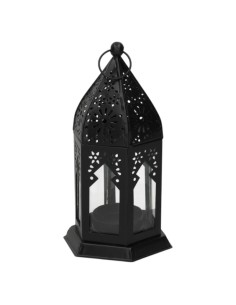 FAROL ÁRABE NEGRO - PORTAVELAS ÁRABE - DECORACIÓN... 2