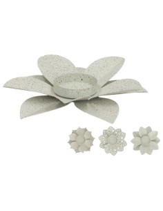 PORTA-VELAS FLOR CREME - PORTA-VELAS DE METAL FLOR - 12CM 2