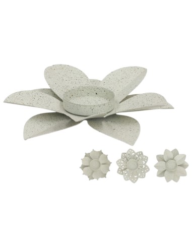 PORTA-VELAS FLOR CREME - PORTA-VELAS DE METAL...