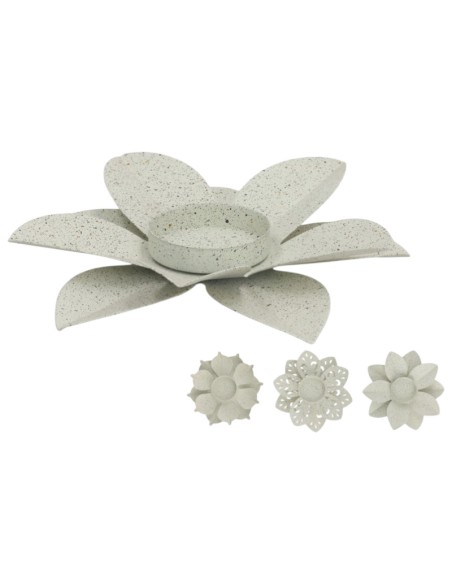 PORTA-VELAS FLOR CREME - PORTA-VELAS DE METAL FLOR - 12CM