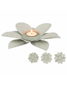 PORTA-VELAS FLOR CREME - PORTA-VELAS DE METAL FLOR - 12CM