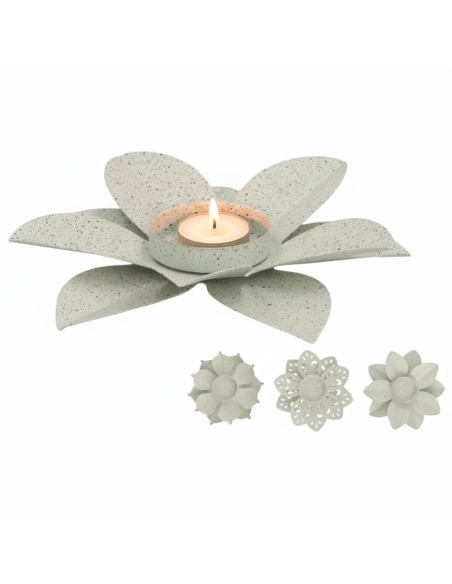 PORTA-VELAS FLOR CREME - PORTA-VELAS DE METAL FLOR - 12CM