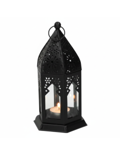 FAROL ÁRABE NEGRO - PORTAVELAS ÁRABE - DECORACIÓN...