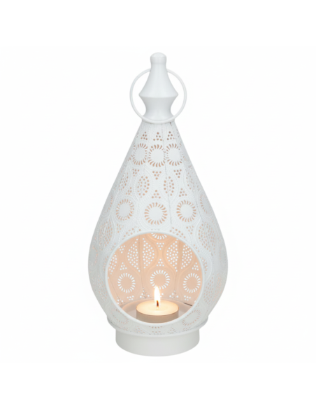 LANTERNA ÁRABE BRANCA - CASTIÇAL ÁRABE - DECORAÇÃO MARROQUINA - 29CM