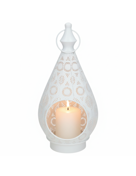 LANTERNA ÁRABE BRANCA - CASTIÇAL ÁRABE - DECORAÇÃO MARROQUINA - 29CM