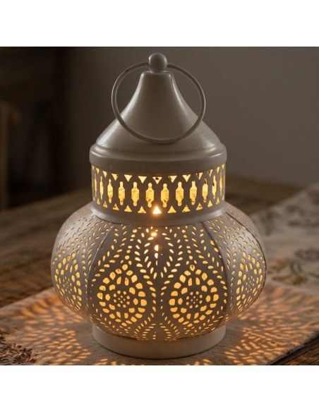 LANTERNA ÁRABE BRANCA - CASTIÇAL ÁRABE - DECORAÇÃO MARROQUINA - 16CM