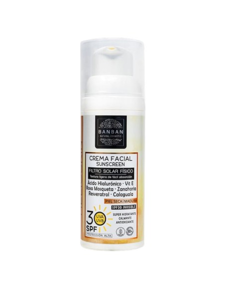 CREME FACIAL SOLAR SPF30 HELIOSKIN - BANBAN - PELE SECA E MADURA - 50 ML