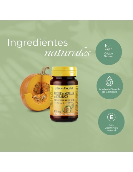 ACEITE DE SEMILLAS DE CALABAZA - NATURE ESSENTIAL - 500 MG - 50 PERLAS