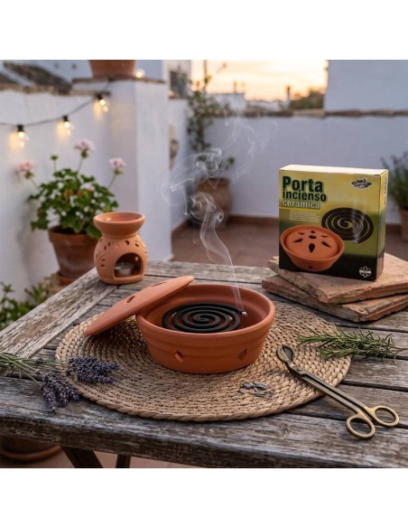 QUEIMADOR DE MOSQUITOS DE TERRACOTA COM TAMPA - 16 CM